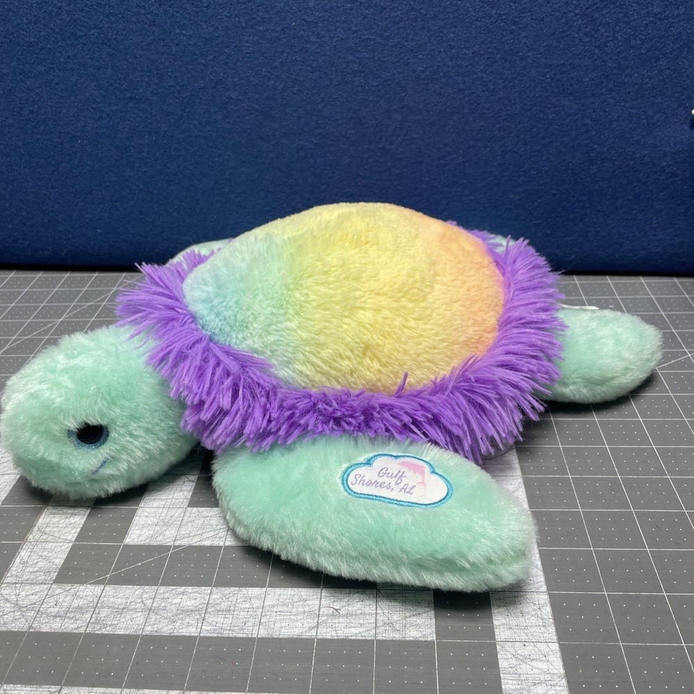 The Petting Zoo Plush Sea Turtle Gulf Shores Stuffed Animal Rainbow 15"
